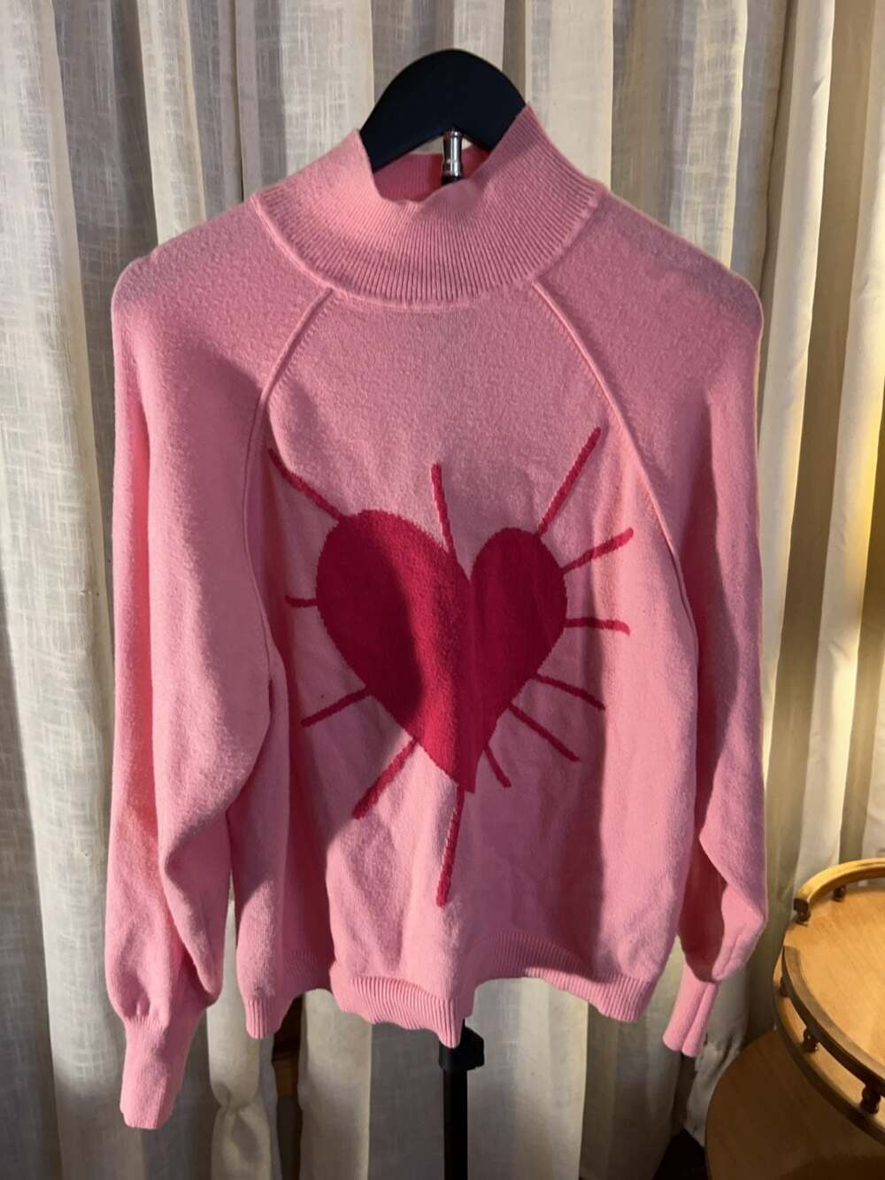 Kerri Rosenthal XO KR Pink Heart Mock Neck Sweater Size S